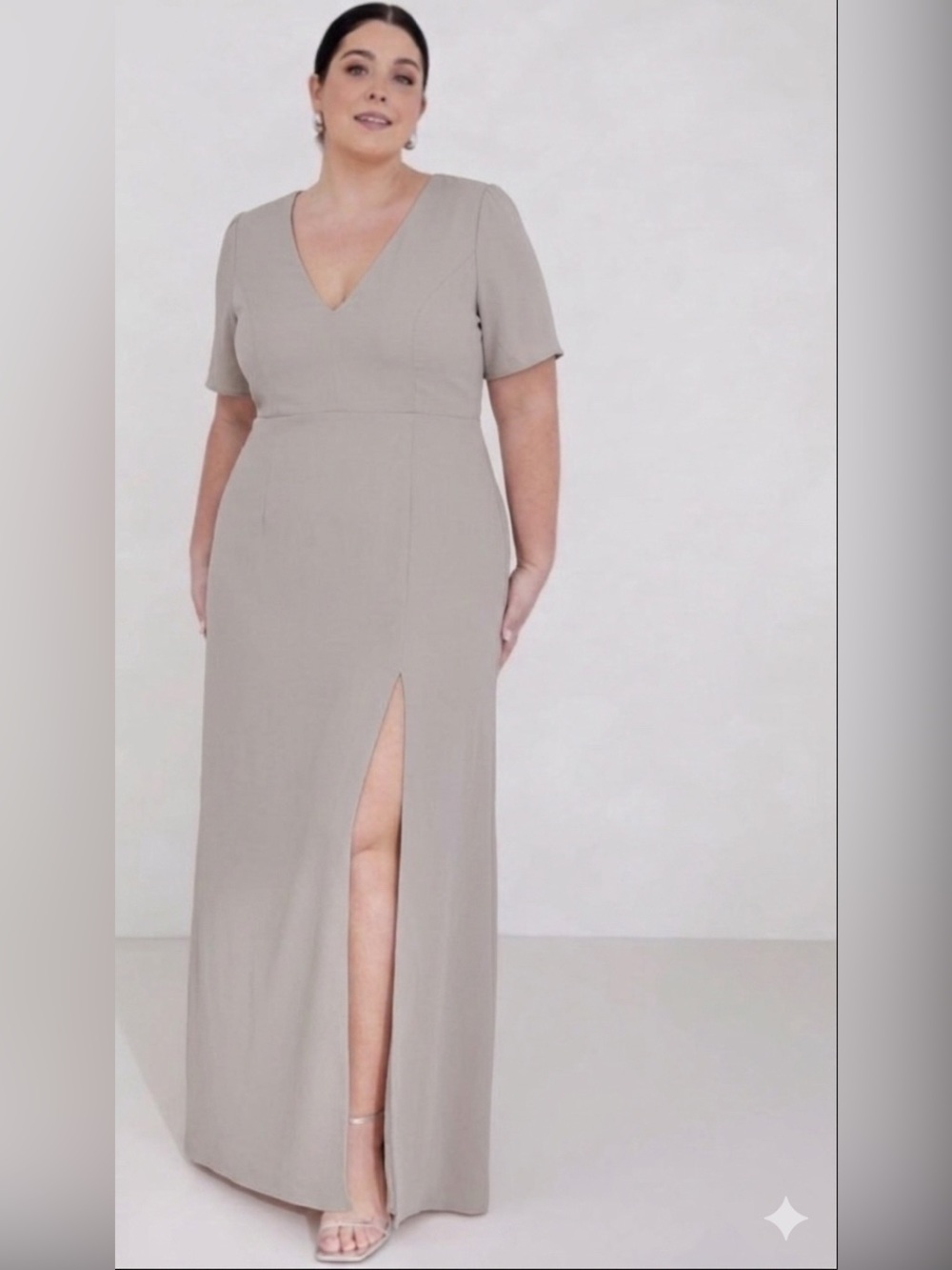 Park & Fifth Sz XXL La Brea Light Grey Bridesmaid Maxi Gown Dress